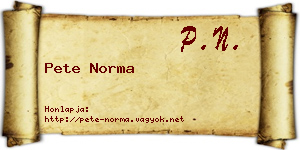 Pete Norma névjegykártya